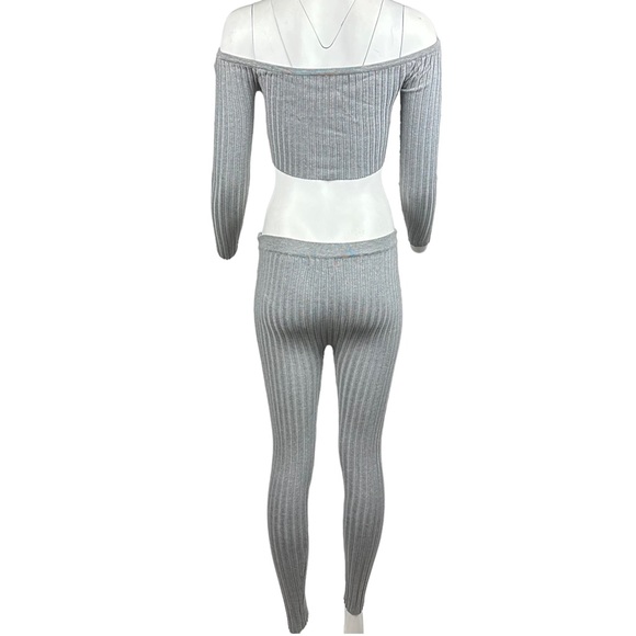 Two Piece Ribbed Legging Set Heather Gray - Picture 3 of 3